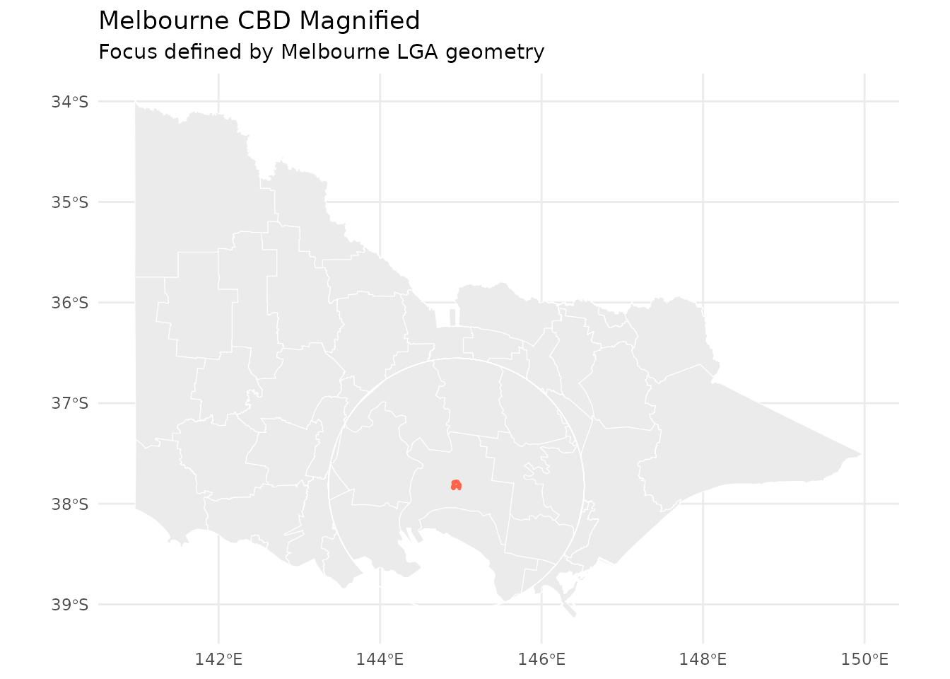 Fisheye centered on Melbourne CBD